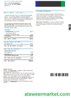 COX digital cable television utility business bill, page 2, SCR